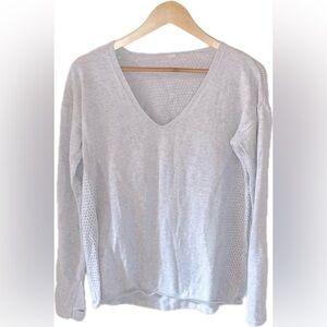 LULULEMON Cotton V Neck Still Movement Sweater Heathered Nimbus